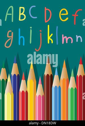 Vector crayons et lettres de l'alphabet Illustration de Vecteur