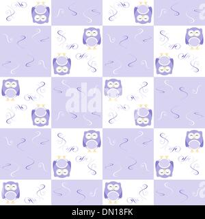 Cute owl transparente bleu historique Patten pour les enfants dans le Vector Illustration de Vecteur