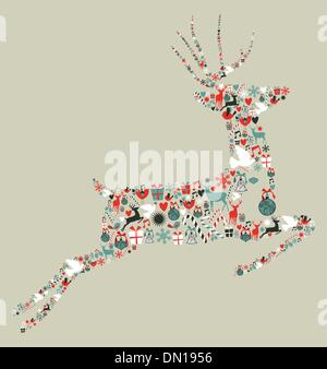 Icônes de Noël jumping deer Illustration de Vecteur