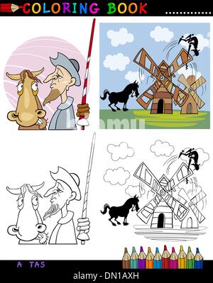 Don Quichotte pour colorer Illustration de Vecteur