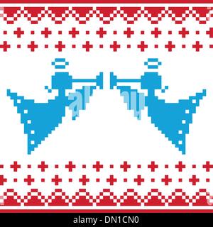 Carte de Noël tricoté angles vecteur sur seamless background Illustration de Vecteur