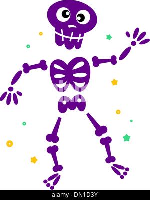 Cute dancing skeleton isolated on white Illustration de Vecteur