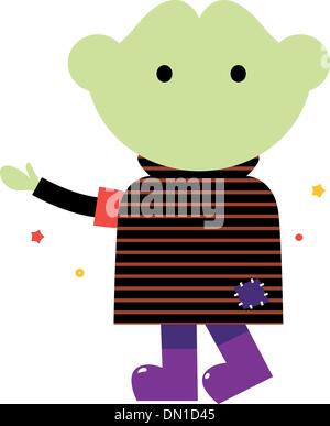 Cute Zombie boy isolated on white Illustration de Vecteur