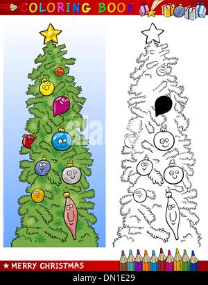 Arbre de Noël pour Coloring Book Illustration de Vecteur