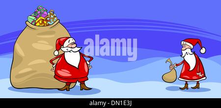 Le Père Noël et carte cartoon sac Illustration de Vecteur