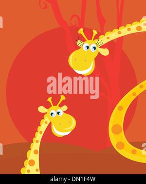 Animaux de safari - grandes et petites girafe Illustration de Vecteur