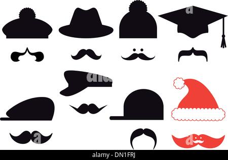 Set moustache avec des chapeaux, vector Illustration de Vecteur