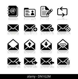 Boîte aux lettres électronique vector icons set Illustration de Vecteur