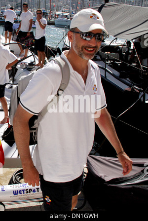 Le Prince Felipe d'Espagne lors de la Coupe du Roi à Palma de Majorque de voile. Banque D'Images