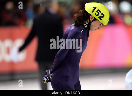 Feb 25, 2006 ; Turin, Piémont, Italie, Torino 2006 JEUX OLYMPIQUES D'HIVER : KIMBERLY DERRICK de la United States en concurrence dans le 1000m finale courte piste à Turin, Italie à la XX Jeux Olympiques d'hiver, le samedi, 25 février 2006. Crédit obligatoire : Photo par K.C. Alfred/SDU-T/ZUMA Press. (©) Copyright 2006 by SDU-T Banque D'Images