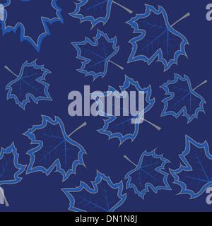 Feuilles d'érable bleu motif transparent Illustration de Vecteur