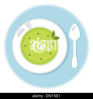 Petits pois soupe verte dans isolated on white Illustration de Vecteur