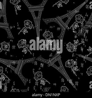 Grunge noir transparent avec eiffel tower Illustration de Vecteur