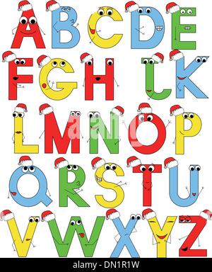 Funny alphabet latin à santa caps Illustration de Vecteur