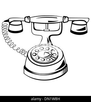 Contour noir et blanc vectoriel téléphone Illustration de Vecteur