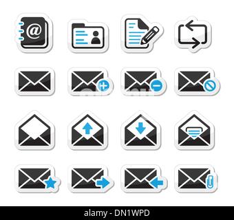 Boîte aux lettres électronique vector icons set en tant qu'étiquettes Illustration de Vecteur