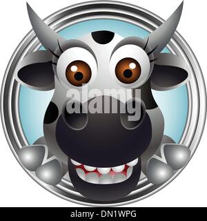 Cow Head cute cartoon Illustration de Vecteur