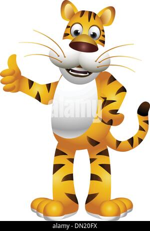 Dessin animé tigre heureux Illustration de Vecteur