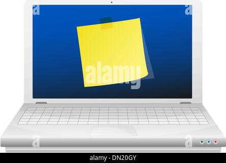 Yellow sticky note à l'écran de l'ordinateur portable Illustration de Vecteur