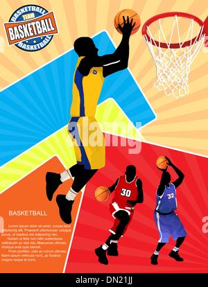 Affiche publicitaire de basket-ball Illustration de Vecteur