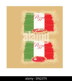 Grunge Pizza jeu de l'affiche Illustration de Vecteur