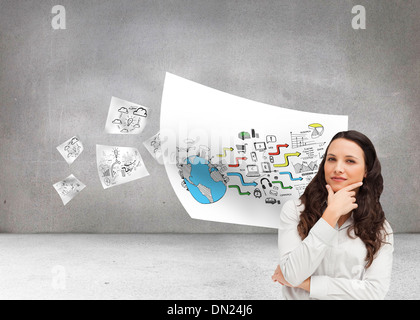 Composite image of businesswoman posing Banque D'Images