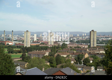 Vue depuis le Queens Park Glasgow avec grande hauteur et ville vista Banque D'Images