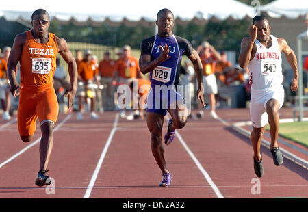 27 mai, 2006 ; Austin, TX, USA ; du TCU Otis McDaniel courses du 100 mètres samedi à la NCAA regionals Midwest à Austin. Crédit obligatoire : Photo de Tom Reel/San Antonio Express-News/ZUMA Press. (©) Copyright 2006 par San Antonio Express-News Banque D'Images