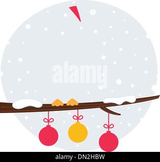 Noël Cute owl assis sur la branche Illustration de Vecteur