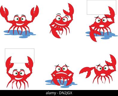 Les crabes rouges funny cartoon collection Illustration de Vecteur