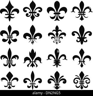 Fleur de lys classique icônes symbole Illustration de Vecteur