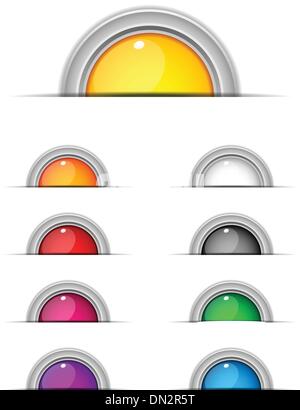 Ensemble de 9 boutons brillant coloré Illustration de Vecteur