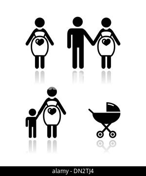 Femme enceinte vector icons set Illustration de Vecteur