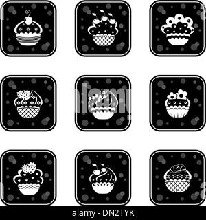 Jeu de gâteau d'icônes Illustration de Vecteur