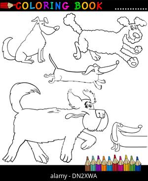 Les chiens et les chiots dessin à colorier Illustration de Vecteur