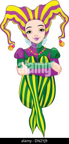 Lady arlequin Mardi Gras Illustration de Vecteur