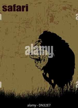 Lion silhouette sur grunge background Illustration de Vecteur