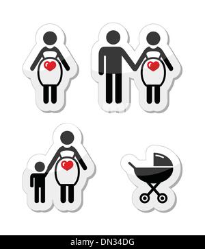 Femme enceinte vector icons set Illustration de Vecteur