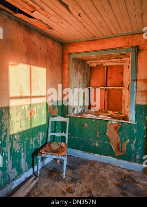 Intérieur de abandonné Croft House, North Uist, Scotland Banque D'Images