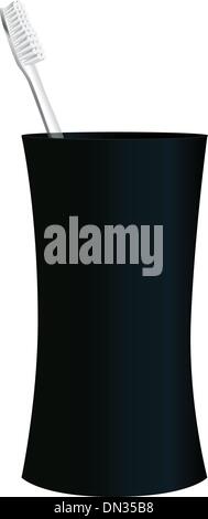 Avec une brosse à dents de verre Illustration de Vecteur