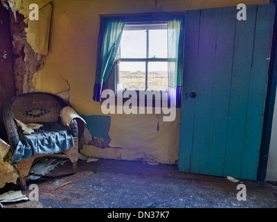 Intérieur de abandonné Croft House, North Uist, Scotland Banque D'Images