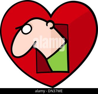 Homme de grand coeur valentine illustration cartoon Illustration de Vecteur