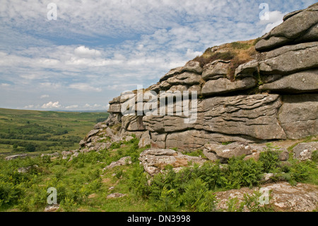 Paysage de landes impressionnant près de Tor sur selle, Dartmoor à Northwest Banque D'Images