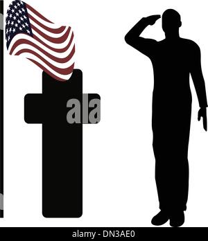 Silhouette d'un soldat de l'armée américaine saluting Illustration de Vecteur