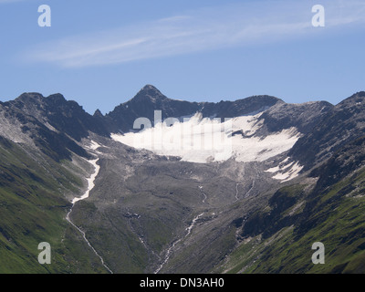 Le recul du glacier du Rhône dans les Alpes suisses, près de la route du col de la Furka Banque D'Images