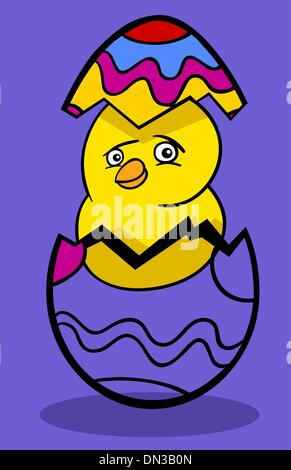 Poulet en œuf de pâques cartoon illustration Illustration de Vecteur