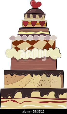 Grand gâteau d'anniversaire Illustration de Vecteur