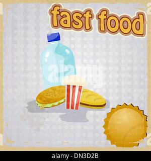 Rétro arrière-plan avec l'image de la restauration rapide. Illustration de Vecteur