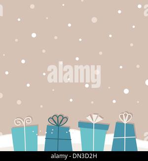 Neige de noël rétro arrière-plan avec des cadeaux Illustration de Vecteur