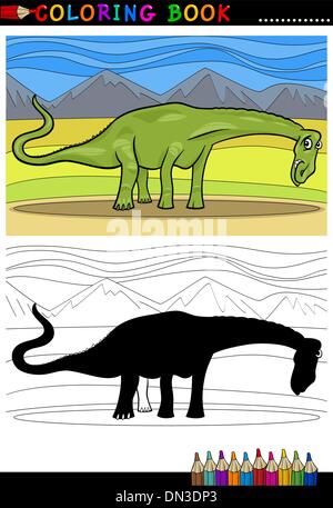 Coloriage dinosaure diplodocus cartoon Illustration de Vecteur